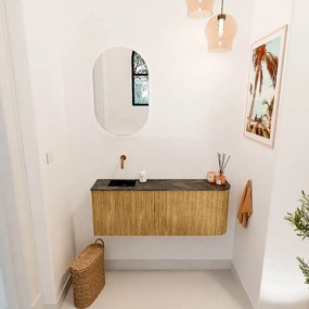 Mondiaz Joya DLux 110cm toiletmeubel ronding rechts oak met wastafel faye links zonder kraangat lava
