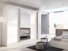 Kledingkast Cirdelu 111, Wit, 215x250x60cm, 241 kg, Kledingkast deuren: Schuivend, Aantal planken: 10, Aantal planken: 10