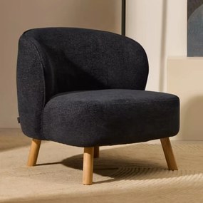 Kave Home Ulit Fauteuil Grijs Chenille Met Houten Pootjes