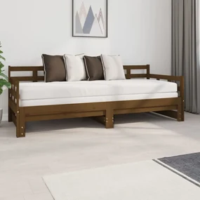 vidaXL Slaapbank uitschuifbaar grenenhout honingbruin 2x(80x200) cm