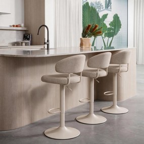 Mazzoni IRIS Latte Beige (stof Monza 60)/poot kasjmier - GESTOFFEERDE BARKRUK VOOR KEUKEN/BAR