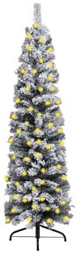 vidaXL Kerstboom met LED's en sneeuwvlokken smal 150 cm PVC groen