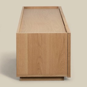 Eiken Tv-meubel Met Stoffen Deuren 180 Cm - 180x40x40cm.
