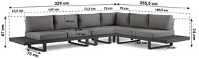 Hoek loungeset 6 personen Aluminium Grijs  Lifestyle Garden Furniture Lorenzo