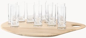Handgemaakte borrelglaasjes Palette met dienblad van essenhout, 11-delig