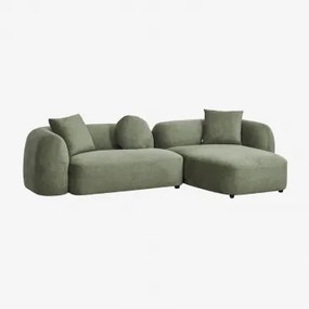 Rechte Modulaire Chaise Longue Bank Van 2 Delen In Chenille Coco Chenille Saliegroen - Sklum