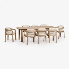 Ovale Tuintafel Set 240x100 Cm Met 8 Stoelen Van Acaciahout Uleno Lichte Acaciekleur - Sklum