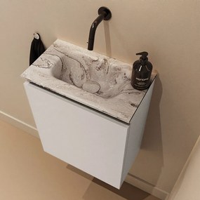 Mondiaz Ture DLux toiletmeubel 40cm linen met wastafel glace midden zonder kraangat