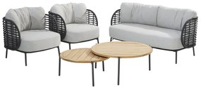 4 Seasons Outdoor Fabrice loungeset 5-delig met 2 Yoga tafels  Loungeset    antraciet weerbestendig