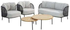4 Seasons Outdoor Fabrice loungeset 5-delig met 2 Yoga tafels SALE Loungeset antraciet weerbestendig