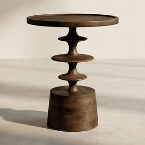 Dutchbone Cath Walnut Ronde Bijzettafel Walnoot - 46 X 46cm.