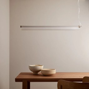 Hanglamp lineair glazen buis en staal, Strozzi