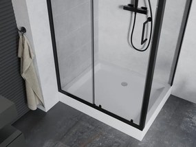 Mexen Apia schuifdouchecabine 120 x 90 cm, transparant, zwart + Rio douchebak - 840-120-090-70-00-4510