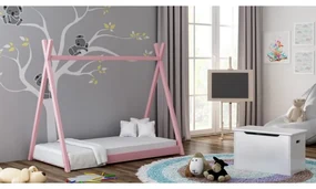 Peuter Roze Eenpersoons hemelbed - Titus Tipi-stijl voor kinderen Kinderen Peuter Junior 5056231719629 Children's Beds Home, 160x80, 11 cm schuim/koko