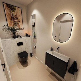 MONDIAZ TURE-DLUX 60cm toiletmeubel Urban. EDEN wastafel Opalo positie midden. Zonder kraangat. TUREDX60URBM0OPA