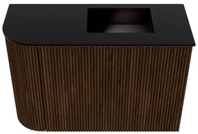 Mondiaz Joya 60cm toiletmeubel ronding links walnut met wastafel faye rechts zonder kraangat urban