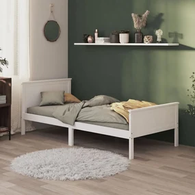 vidaXL Bedframe massief grenenhout wit 100x200 cm