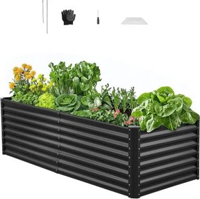 VEVOR Verhoogd Tuinbed, Metaal, 1800x900x600 mm, Plantbed, Groentebed, Plantenbak met Open Bodem &amp; Afgeronde Randen, Bloembed, Kruidenbed, Ideaal voor Groenten, Bloemen, Kruiden &amp; Vetplanten
