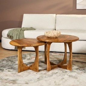 Starfurn Milou Ronde Salontafel Mango Hout Naturel 60 Cm - 60 X 60cm.