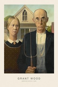 Kunstreproductie American Gothic (Iconic Bestselling Portrait) - Grant Wood