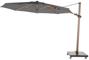 4 Seasons Outdoor Siesta PREMIUM Ø 350 cm parasol charcoal, wood look frame  Parasol    houtkleur weerbestendig