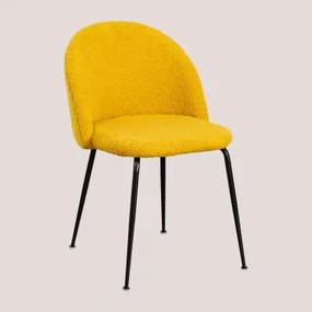 Kana Design Eetkamerstoel In Teddystof Mosterd & Zwart - Sklum