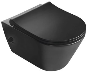 Sapho Avva hangend randloos toilet met bidetspoeler en mengkraan 36x53cm zwart mat