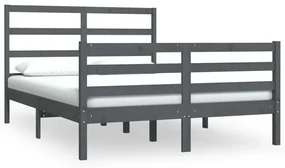 vidaXL Bedframe massief grenenhout grijs 140x190 cm