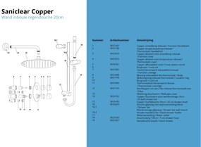 Saniclear Copper inbouw regendouche rond met 20cm hoofddouche, muurarm en glijstang geborsteld koper