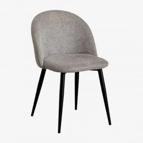 Set Van 2 Eetkamerstoelen Kana Zwart & Stof Zandbruin - Sklum