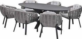 Garden Impressions Padula tuinset 7-delig - Scot tuintafel Napoli grey 230x115 cm