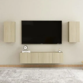 vidaXL 4-delige Tv-meubelset spaanplaat sonoma eikenkleurig
