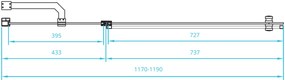 van Rijn ST02 badklapwand met vast deel zwart 118x150cm