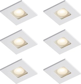 Set van 6 moderne inbouwspots wit vierkant IP44 - Qure