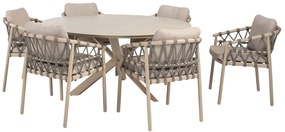 Taste by 4 Seasons Piacenza tuinset met Prado tafel 160 cm keramiek Tuinstoel   beige weerbestendig