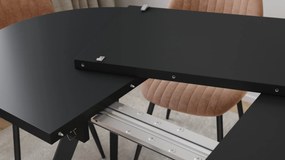 Mazzoni ALMO Zwart mat / zwarte poten - OVALE UITSCHUIFTAFEL 120-220 cm VOOR 10-12 PERSONEN