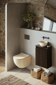 Fontana Bano toiletmeubel ribbelfront kasteel bruin 40x22cm met waskom in licht ivoor