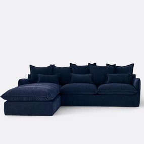 Hoekbank links, omvormbaar, afneembare hoes, 4-zits, gemêleerd polyester, ODNA