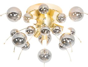 Design plafondlamp messing met smoke glas 40 cm 4-lichts - Explode Design G9 bol / globe / rond Binnenverlichting Lamp
