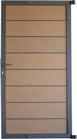 Tuindeur aluminium antraciet frame Modular - composiet bruin gevlamd (90 x 180 cm)