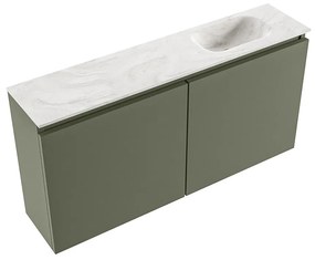 Mondiaz Ture DLux toiletmeubel 100cm army met wastafel ostra rechts zonder kraangat