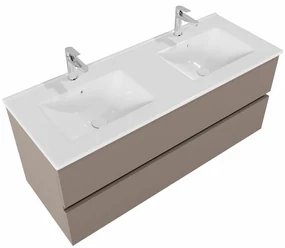 Mondiaz Vica 120cm badmeubel smoke 2 lades wastafel Denia dubbel 2 kraangaten
