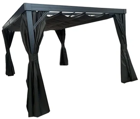 Terras pergola met gordijnen Alicante 3x4 antraciet Garden Point