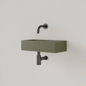 Sanigoods Nano fontein rechts olijf groen zonder kraangat 36x18cm