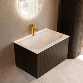 Mondiaz Kurve-dlux 70cm badmeubel shadow met 1 lade en wastafel big small midden 1 kraangat ostra