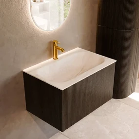 Mondiaz Kurve-dlux 70cm badmeubel shadow met 1 lade en wastafel big small midden 1 kraangat ostra