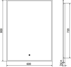 Mexen Erma verlicht badkamer spiegel 60 x 80 cm, LED 6000K, anti-condens, zwarte lijst - 9814-060-080-611-70