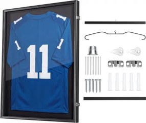 VEVOR Jersey Frame 70 x 90 cm, afsluitbare houten fotolijst met PC-plaat en 98% UV-bescherming, objectlijst met ophanghaak en 2 sleutels voor honkbal-, basketbal-, American football- en hockeyshirts.