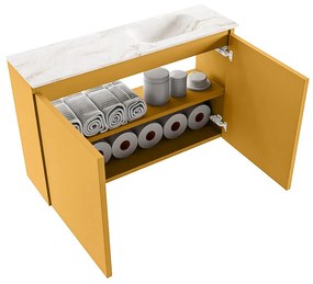 Mondiaz Ture DLux toiletmeubel 80cm ocher met wastafel frappe rechts met kraangat