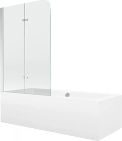 Mexen Cube rechthoekig bad 180 x 80 cm met ombouw en 2-delige vouwdeur 100 cm, transparant, chroom - 550518080X9010020100